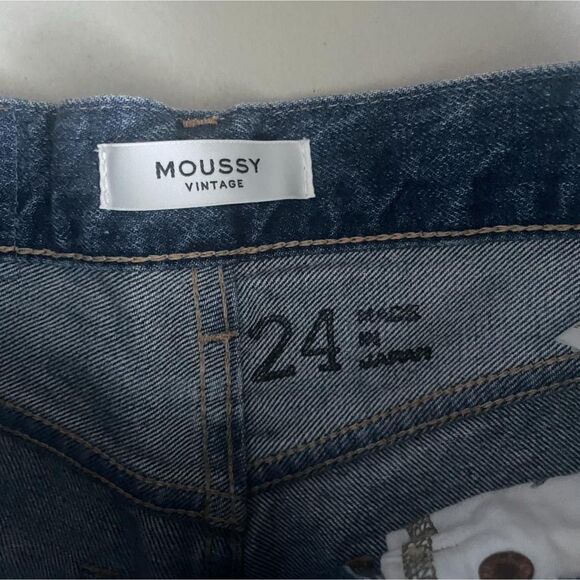 Moussy High Rise Distressed Boyfriend Jeans Blue 24 - Picture 8 of 8